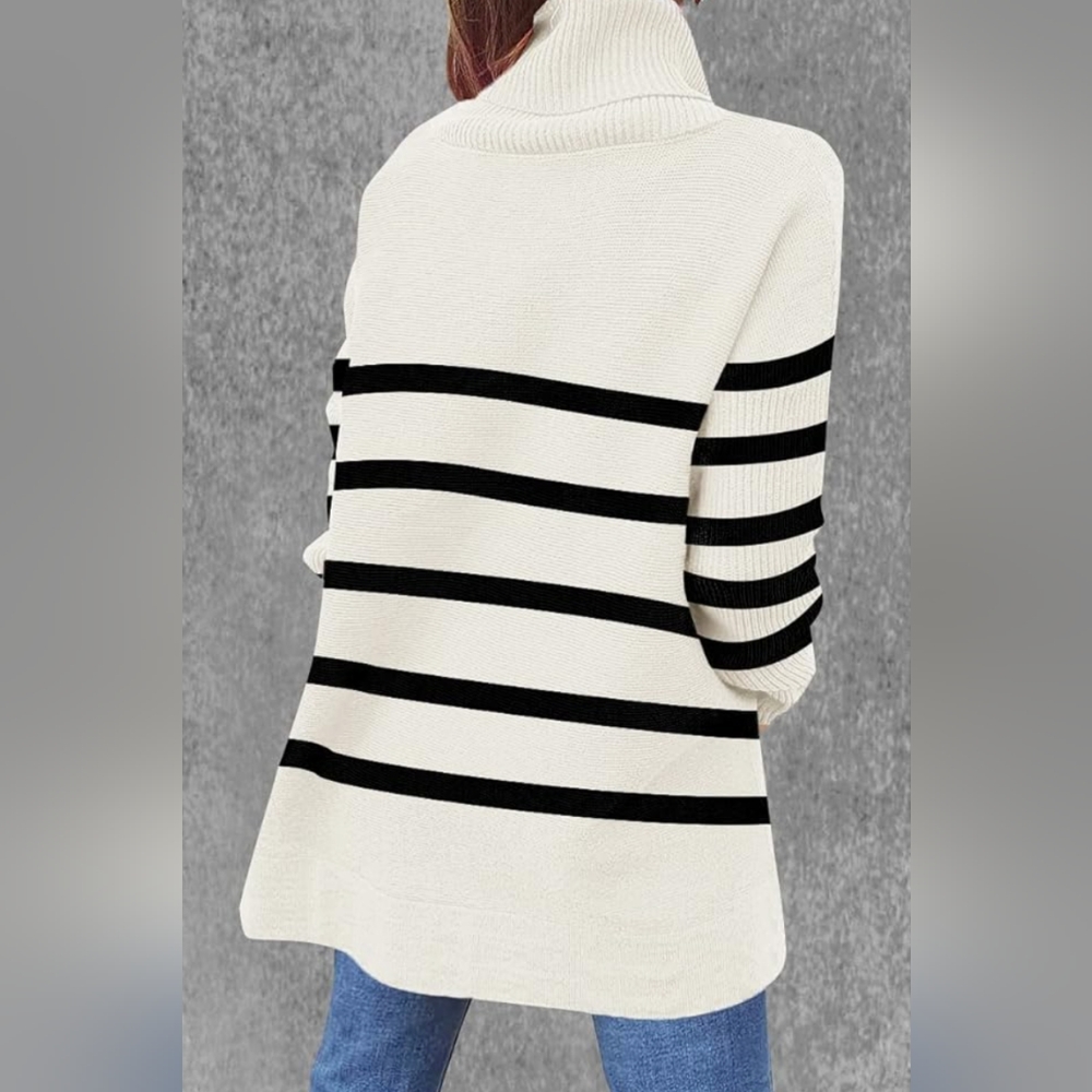 Super Soft Oversized Split Hem Turtleneck Sweater - Size: Large - Picture 3 of 10